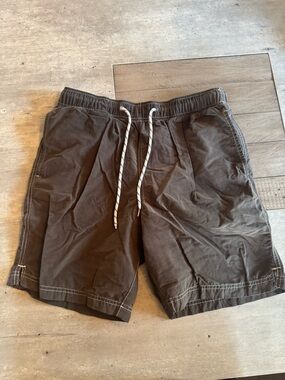 Roundtree & Yorke Men's Brown Swim Trunks with White Drawstring